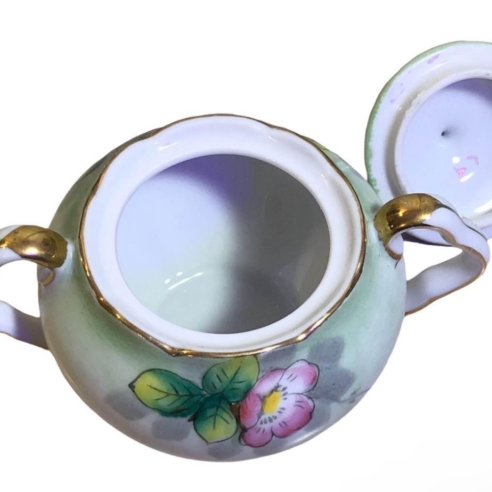 Vintage Floral With Gold Trim Sugar Bowl Maker Mark UCAGCO - Picture 7 of 8